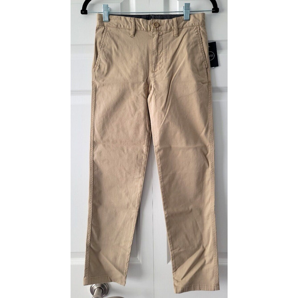 1901 Boy's Size 12 Tan Khaki Slim Straight Adjustable Waist Twill Chino Pant - Picture 1 of 8